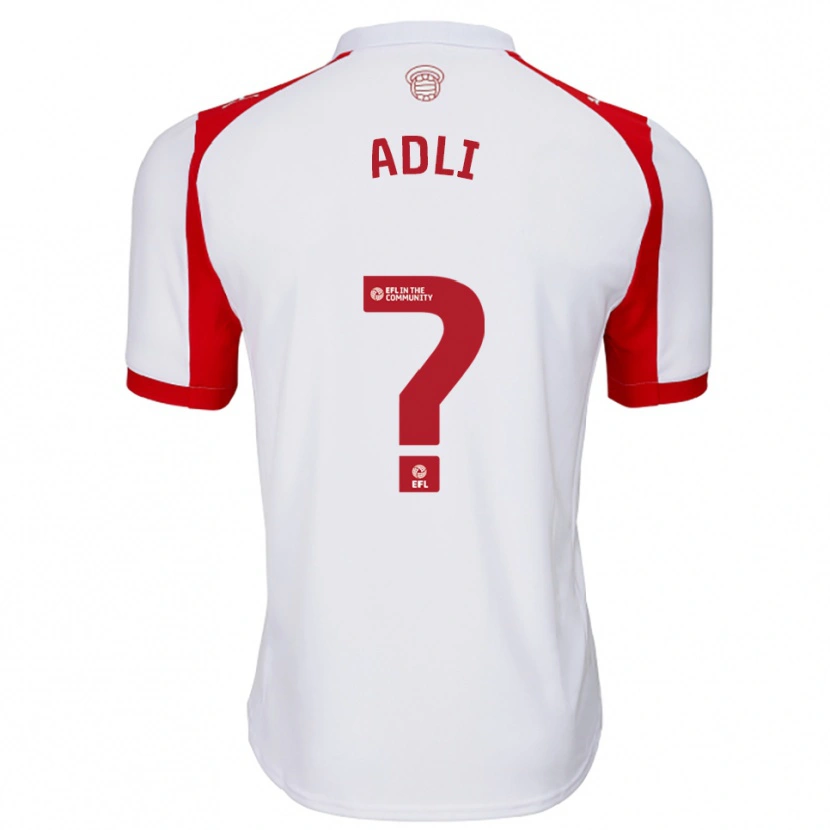 Danxen Niño Camiseta Mohamed Adli #0 Blanco Rojo 1ª Equipación 2025/26 La Camisa México