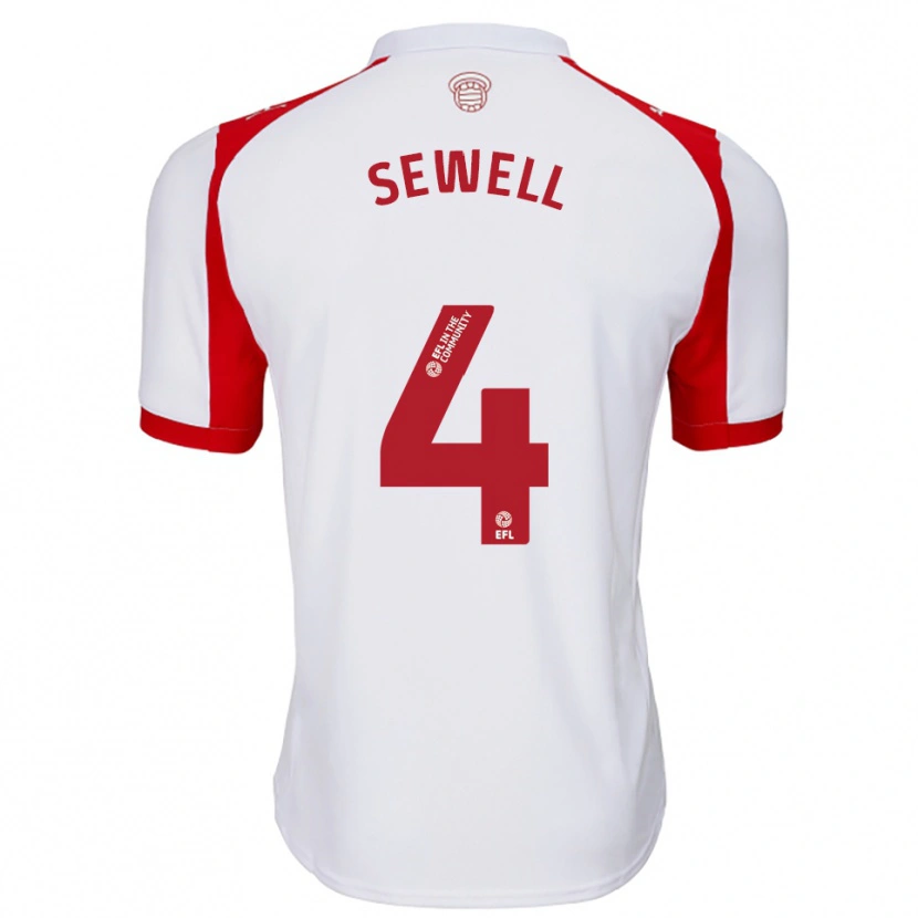 Danxen Niño Camiseta Broghan Sewell #4 Blanco Rojo 1ª Equipación 2025/26 La Camisa México
