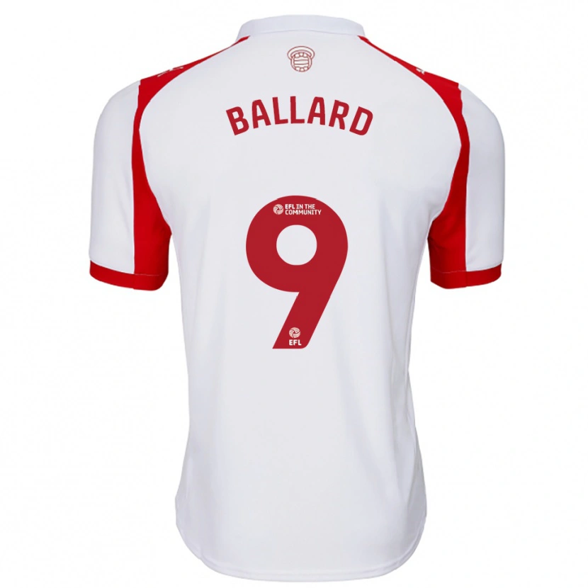 Danxen Niño Camiseta Dom Ballard #9 Blanco Rojo 1ª Equipación 2025/26 La Camisa México