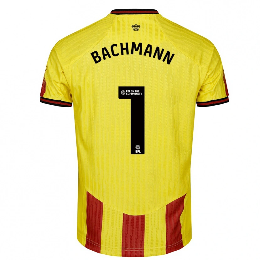Danxen Niño Camiseta Daniel Bachmann #1 Amarillo Rojo 1ª Equipación 2025/26 La Camisa México
