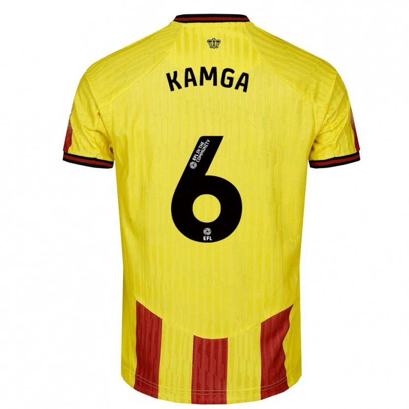 Danxen Niño Camiseta Ian Kamga #6 Amarillo Rojo 1ª Equipación 2025/26 La Camisa México