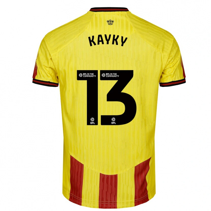 Danxen Niño Camiseta Kayky Almeida #13 Amarillo Rojo 1ª Equipación 2025/26 La Camisa México