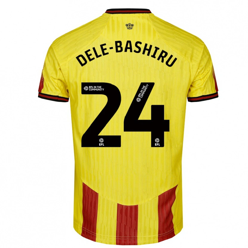 Danxen Niño Camiseta Tom Dele-Bashiru #24 Amarillo Rojo 1ª Equipación 2025/26 La Camisa México