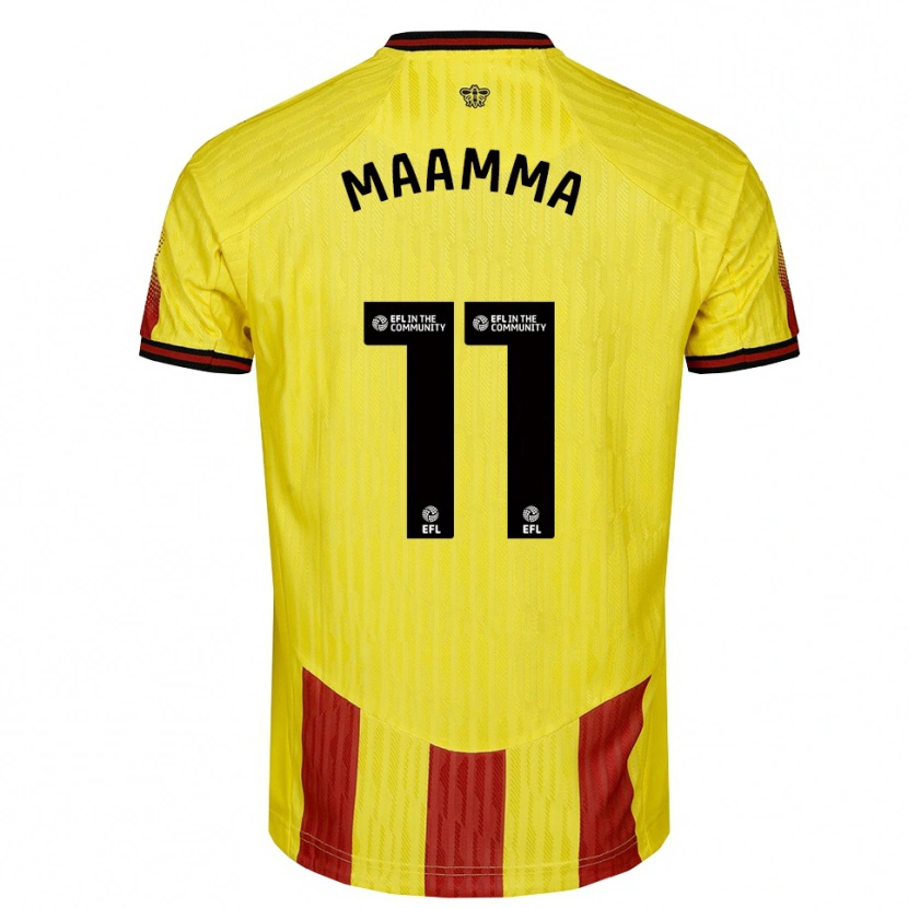 Danxen Niño Camiseta Othmane Maamma #11 Amarillo Rojo 1ª Equipación 2025/26 La Camisa México