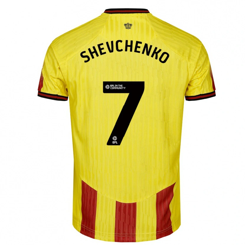 Danxen Niño Camiseta Kristian Shevchenko #7 Amarillo Rojo 1ª Equipación 2025/26 La Camisa México
