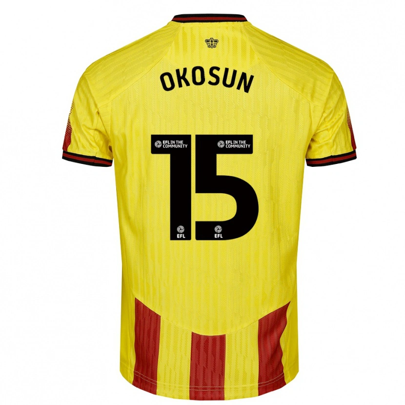 Danxen Niño Camiseta Nickson Okosun #15 Amarillo Rojo 1ª Equipación 2025/26 La Camisa México