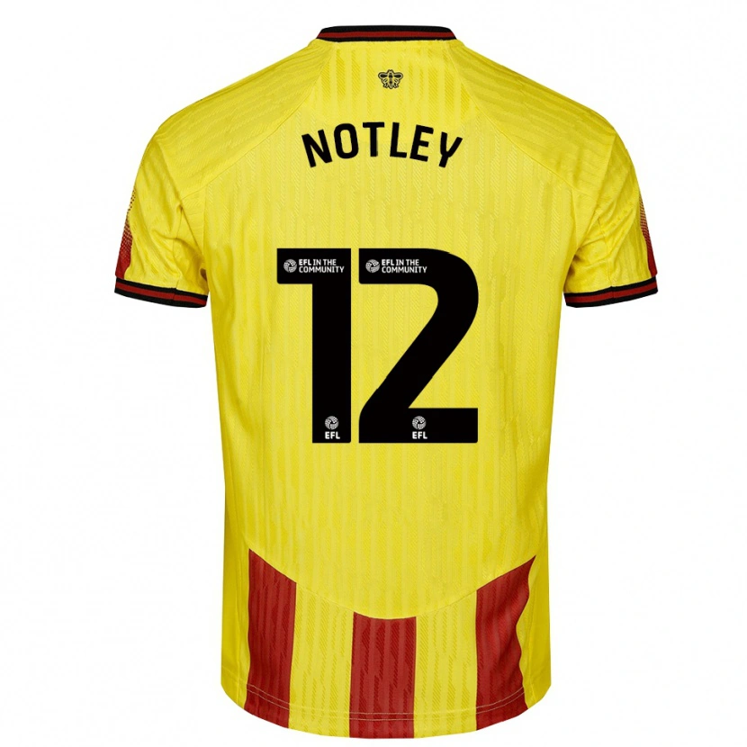 Danxen Niño Camiseta Tyler Notley #12 Amarillo Rojo 1ª Equipación 2025/26 La Camisa México