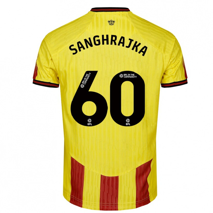Danxen Niño Camiseta Amar Sanghrajka #60 Amarillo Rojo 1ª Equipación 2025/26 La Camisa México