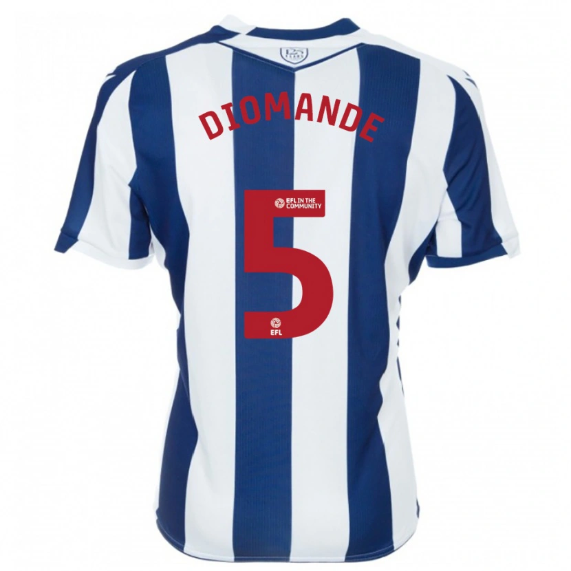 Danxen Niño Camiseta Muhamed Diomande #5 Azul Marino Blanco 1ª Equipación 2025/26 La Camisa México