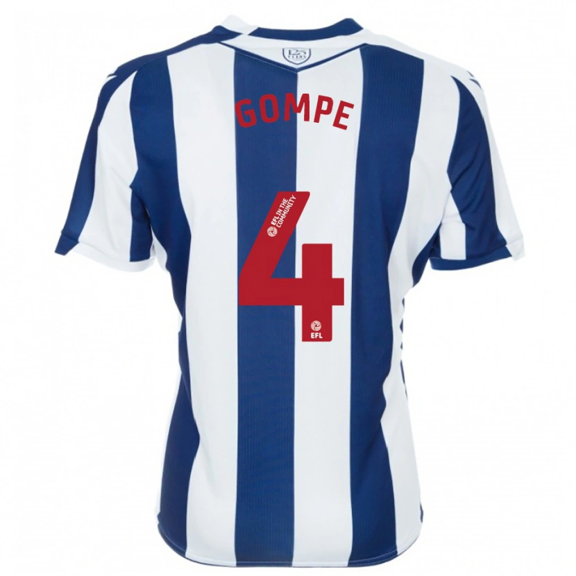Danxen Niño Camiseta Shane Gompe #4 Azul Marino Blanco 1ª Equipación 2025/26 La Camisa México