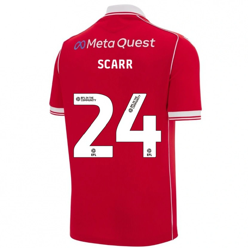 Danxen Niño Camiseta Dan Scarr #24 Rojo Blanco 1ª Equipación 2025/26 La Camisa México