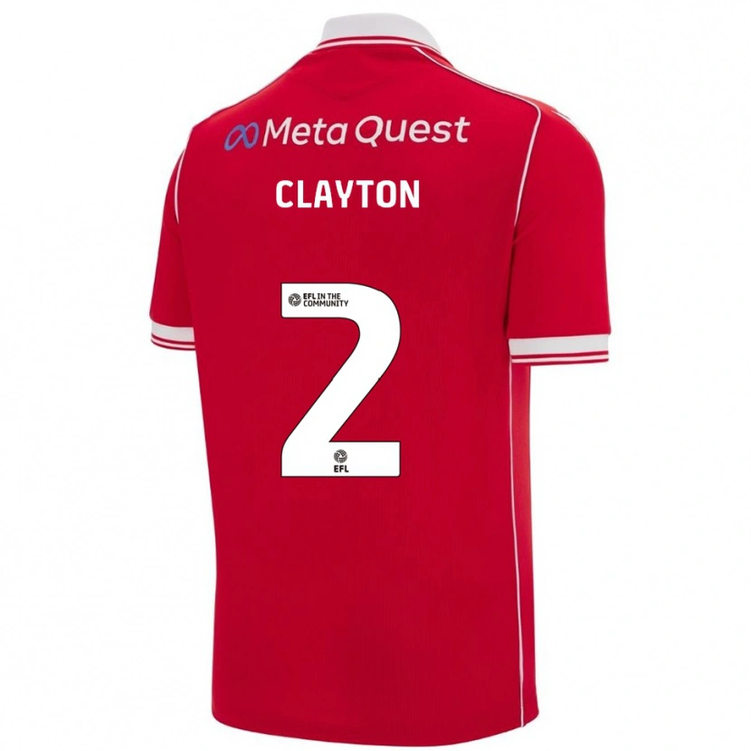Danxen Niño Camiseta Tommy Clayton #2 Rojo Blanco 1ª Equipación 2025/26 La Camisa México