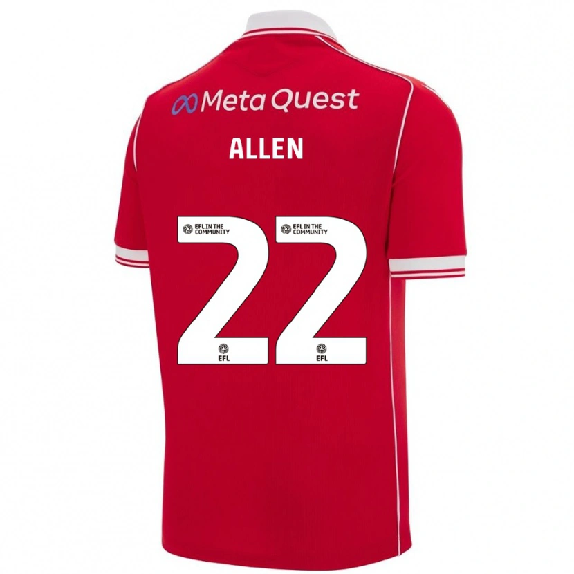 Danxen Niño Camiseta Keren Allen #22 Rojo Blanco 1ª Equipación 2025/26 La Camisa México