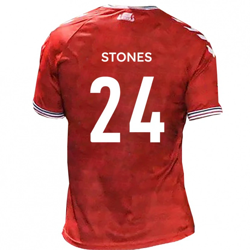 Danxen Niño Camiseta Josh Stones #24 Rojo Blanco 1ª Equipación 2025/26 La Camisa México