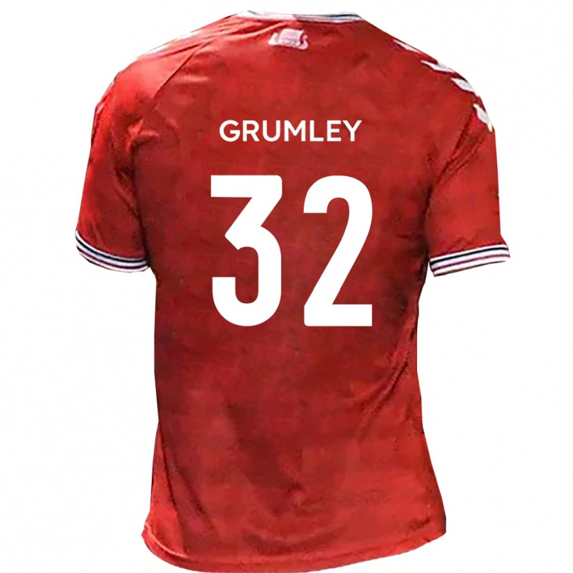 Danxen Niño Camiseta George Grumley #32 Rojo Blanco 1ª Equipación 2025/26 La Camisa México