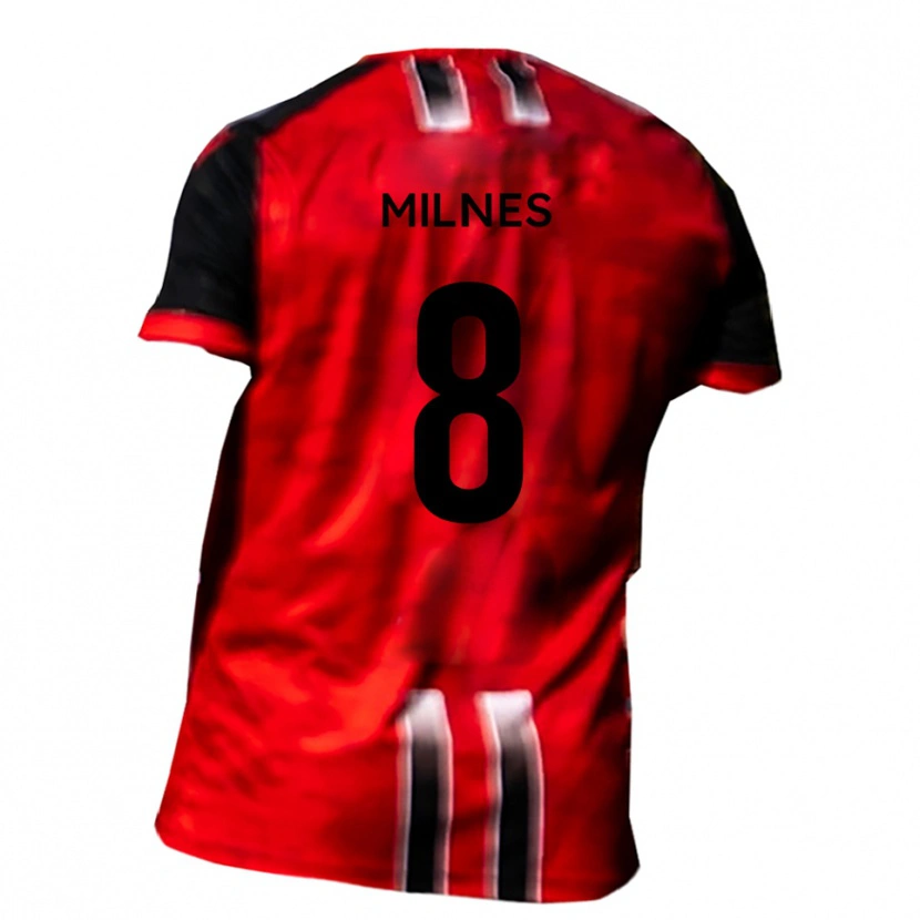 Danxen Niño Camiseta Ben Milnes #8 Rojo Negro 1ª Equipación 2025/26 La Camisa México