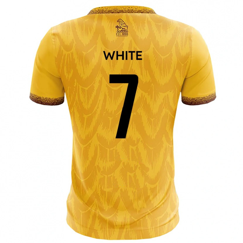 Danxen Niño Camiseta Jaiden White #7 Amarillo Marrón 1ª Equipación 2025/26 La Camisa México