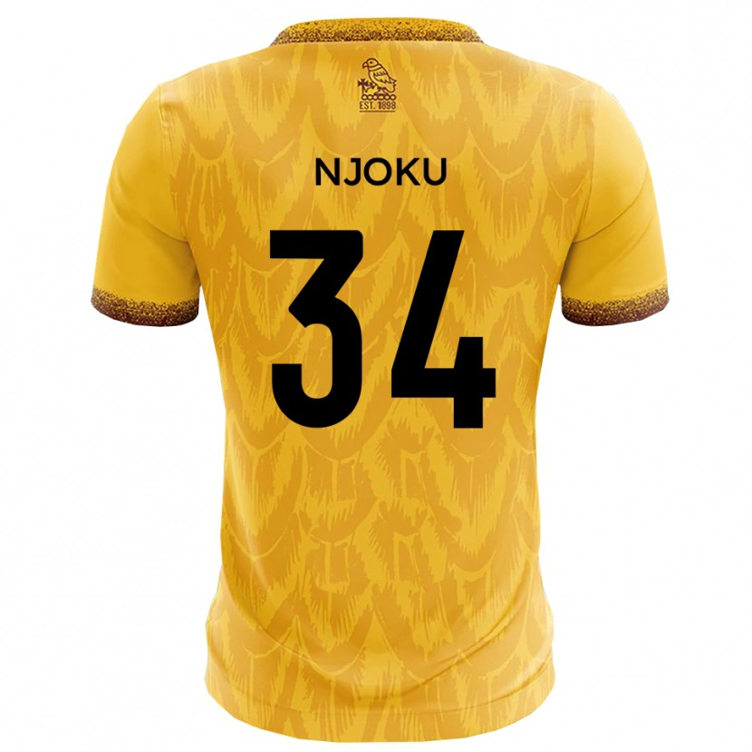 Danxen Niño Camiseta Brandon Njoku #34 Amarillo Marrón 1ª Equipación 2025/26 La Camisa México