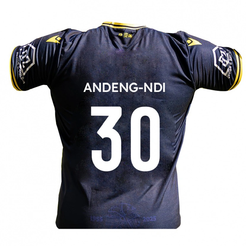 Danxen Niño Camiseta Collin Andeng-Ndi #30 Azul Marino Amarillo 1ª Equipación 2025/26 La Camisa México