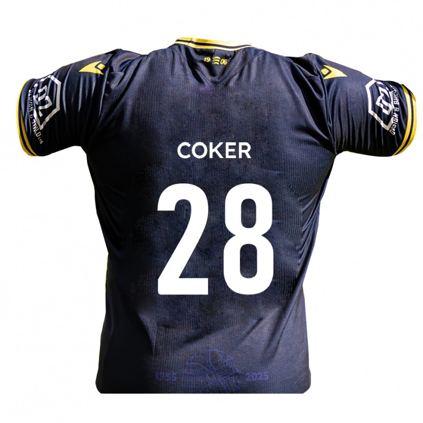 Danxen Niño Camiseta Oliver Coker #28 Azul Marino Amarillo 1ª Equipación 2025/26 La Camisa México