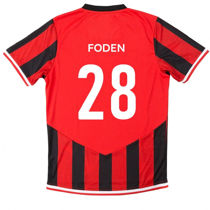 Danxen Niño Camiseta Daniel Foden #28 Rojo Negro 1ª Equipación 2025/26 La Camisa México