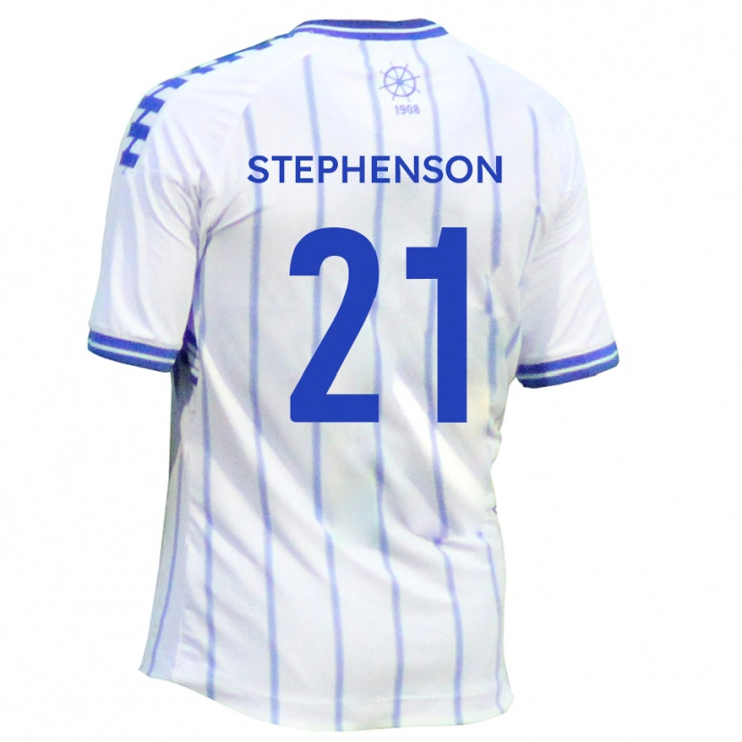 Danxen Niño Camiseta Louis Stephenson #21 Blanco Azul 1ª Equipación 2025/26 La Camisa México