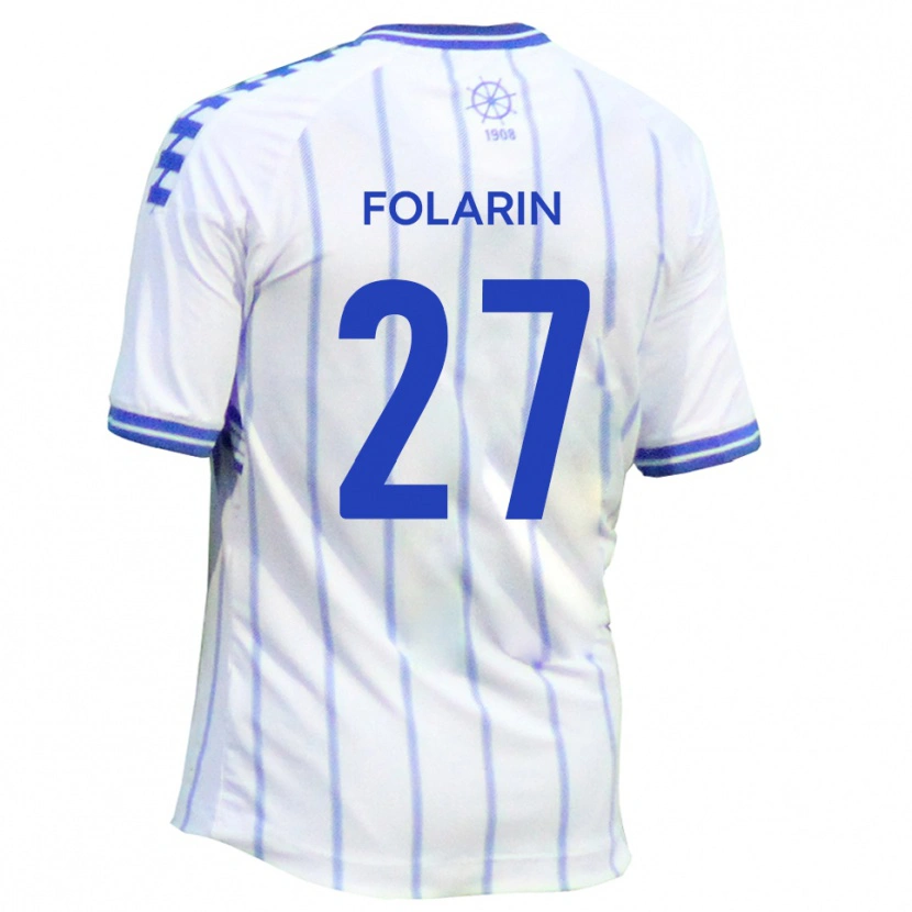 Danxen Niño Camiseta Sam Folarin #27 Blanco Azul 1ª Equipación 2025/26 La Camisa México