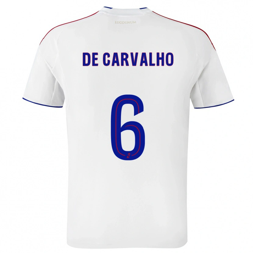 Danxen Niño Camiseta Mathys De Carvalho #6 Blanco Rojo 1ª Equipación 2025/26 La Camisa México