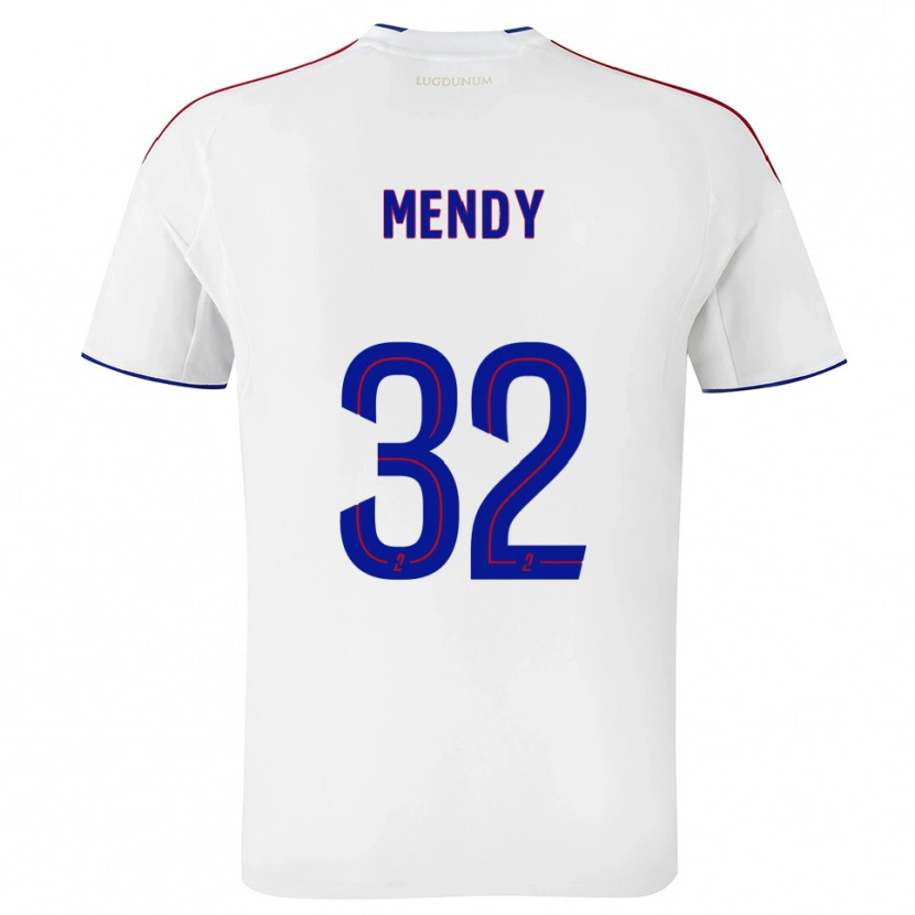 Danxen Niño Camiseta Maeline Mendy #32 Blanco Rojo 1ª Equipación 2025/26 La Camisa México