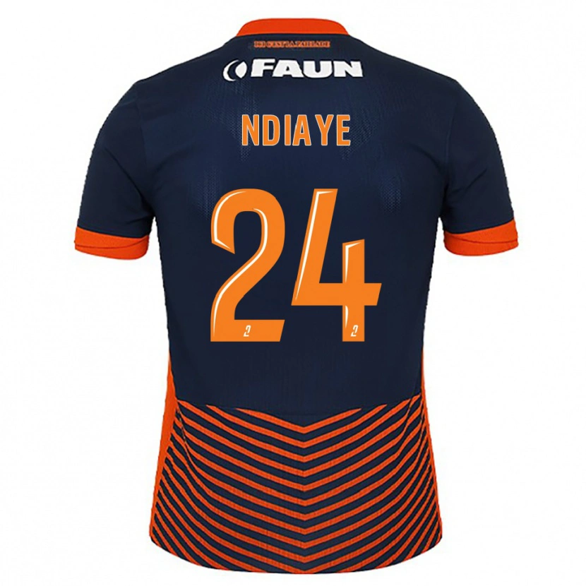 Danxen Niño Camiseta Junior Ndiaye #24 Azul Medianoche Naranja 1ª Equipación 2025/26 La Camisa México