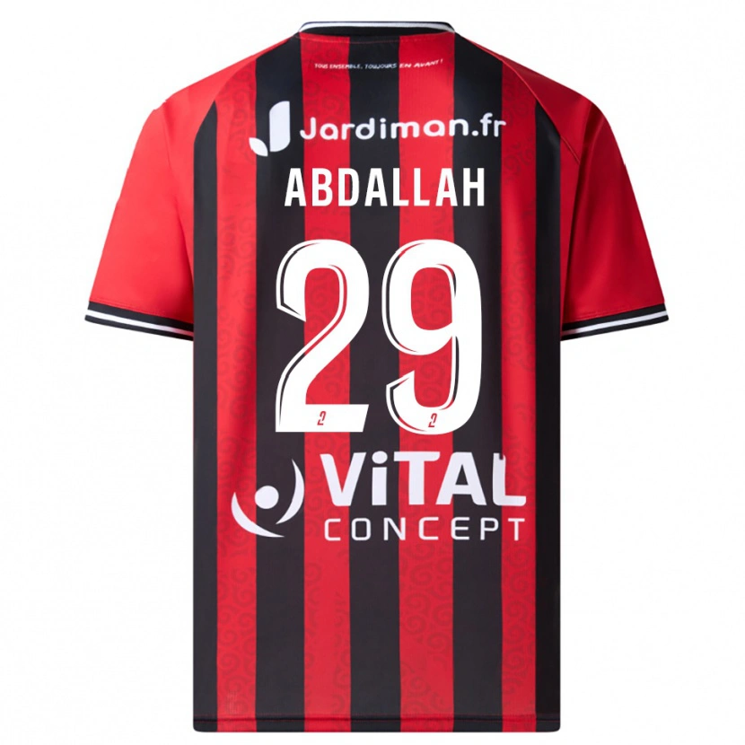 Danxen Niño Camiseta Akim Abdallah #29 Rojo Negro 1ª Equipación 2025/26 La Camisa México