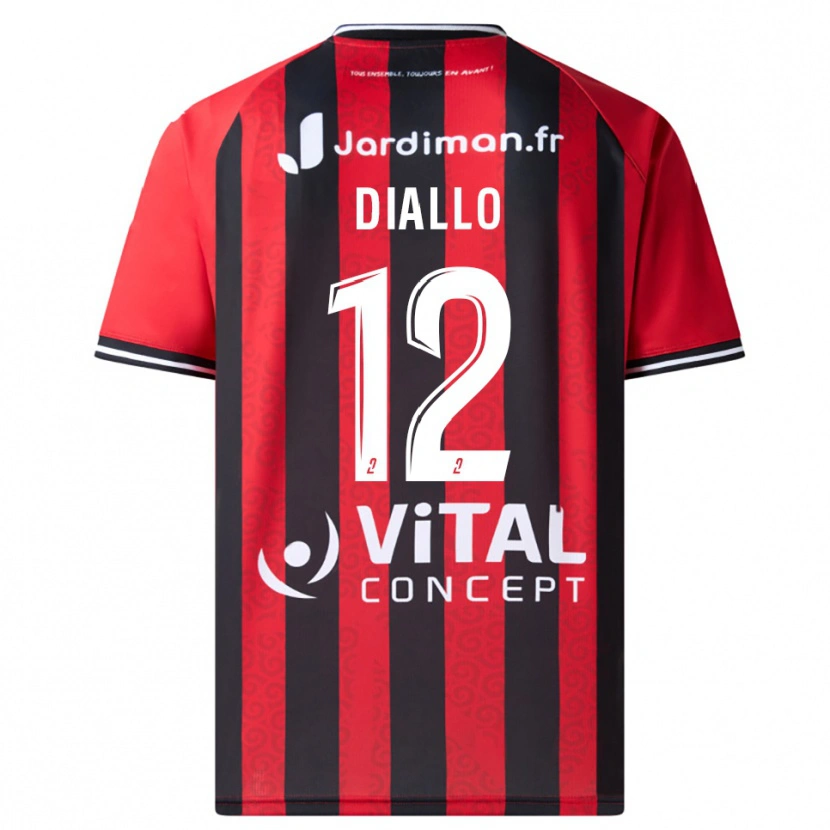 Danxen Niño Camiseta Youssouf Diallo #12 Rojo Negro 1ª Equipación 2025/26 La Camisa México