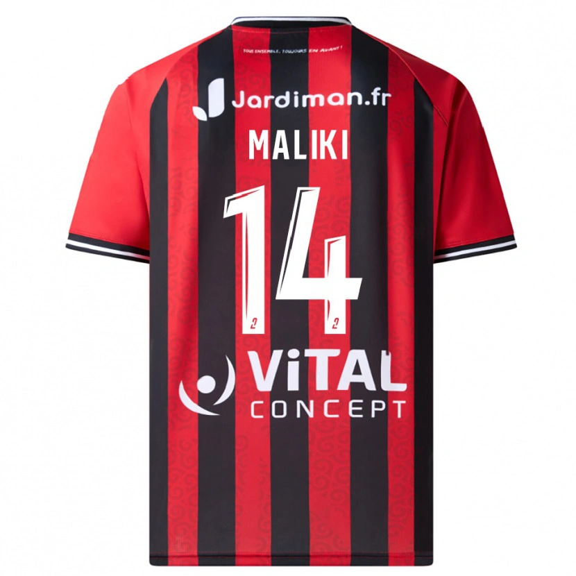 Danxen Niño Camiseta Abdou Maliki #14 Rojo Negro 1ª Equipación 2025/26 La Camisa México