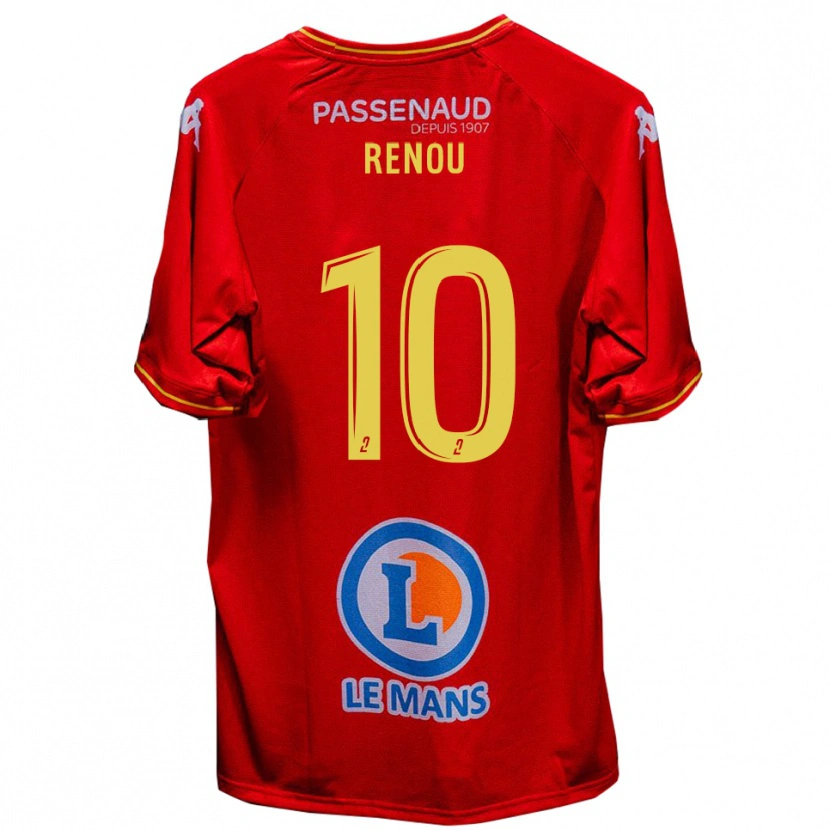 Danxen Niño Camiseta Baptiste Renou #10 Rojo Amarillo 1ª Equipación 2025/26 La Camisa México