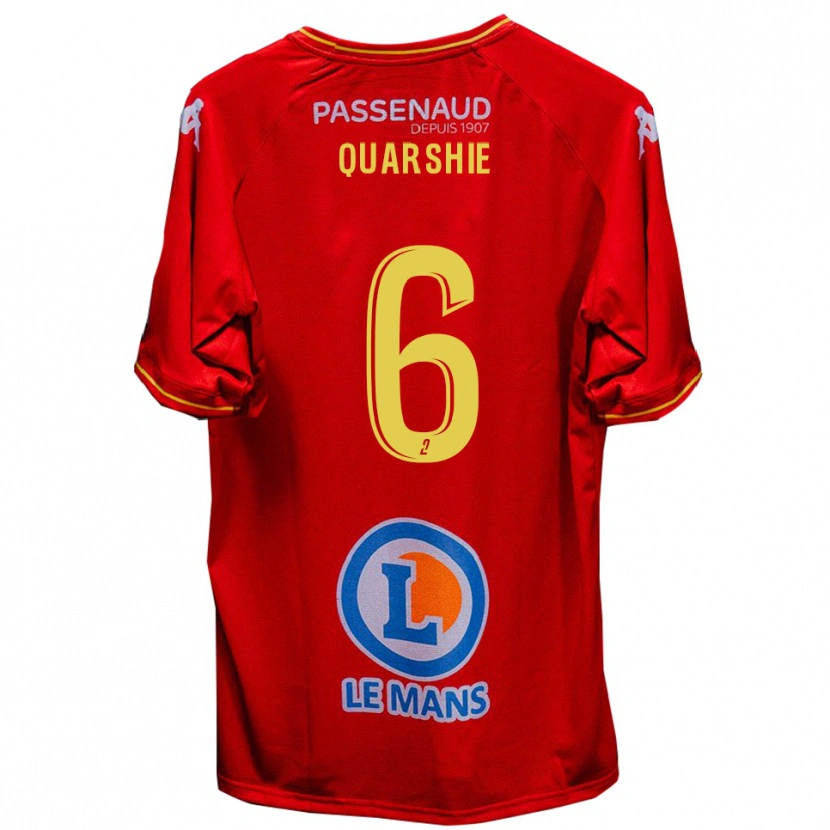 Danxen Niño Camiseta Edwin Quarshie #6 Rojo Amarillo 1ª Equipación 2025/26 La Camisa México