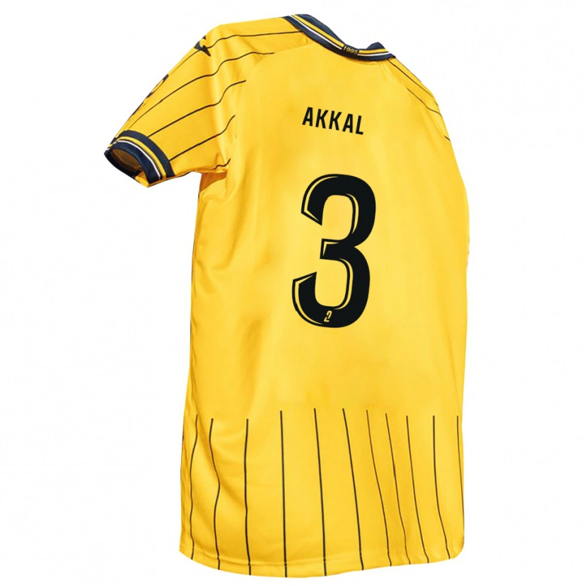 Danxen Niño Camiseta Amine Akkal #3 Amarillo Azul Marino 1ª Equipación 2025/26 La Camisa México