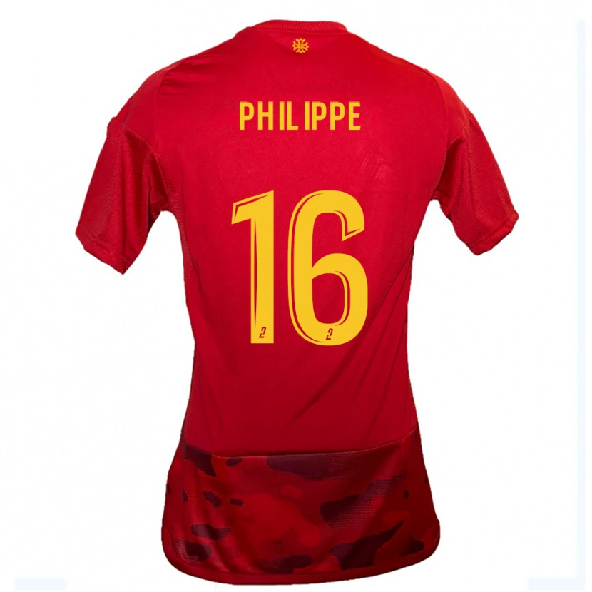 Danxen Niño Camiseta Flavie Philippe #16 Rojo Amarillo 1ª Equipación 2025/26 La Camisa México