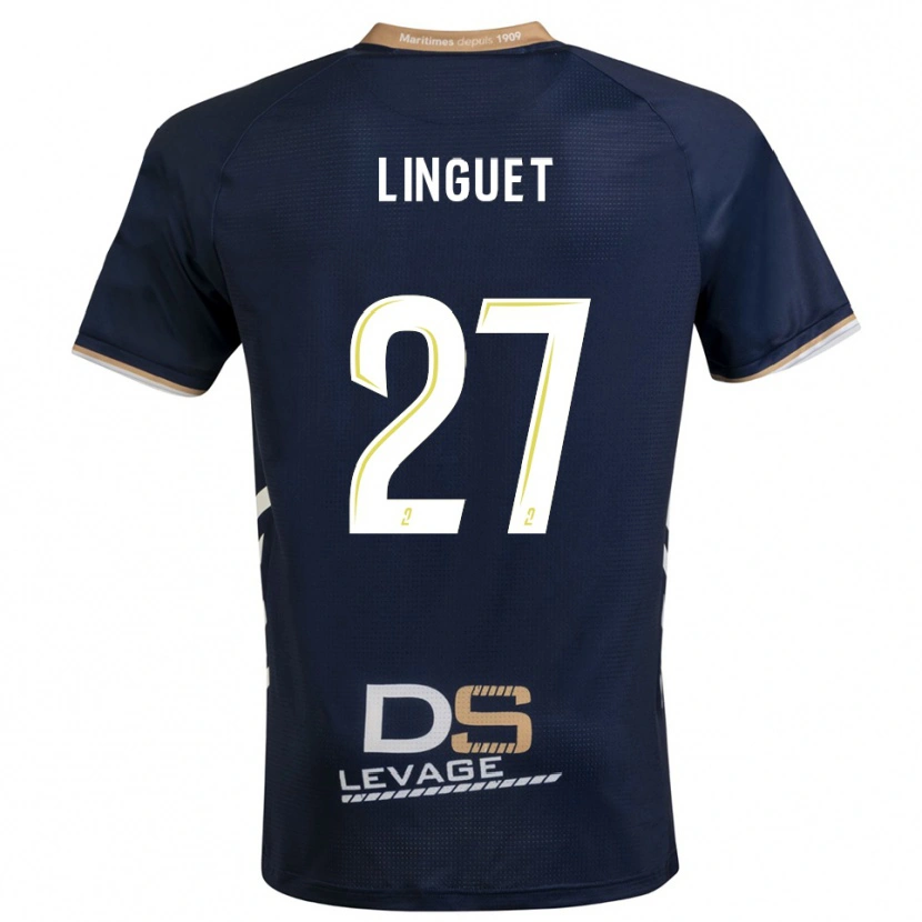 Danxen Niño Camiseta Allan Linguet #27 Azul Marino Oro 1ª Equipación 2025/26 La Camisa México