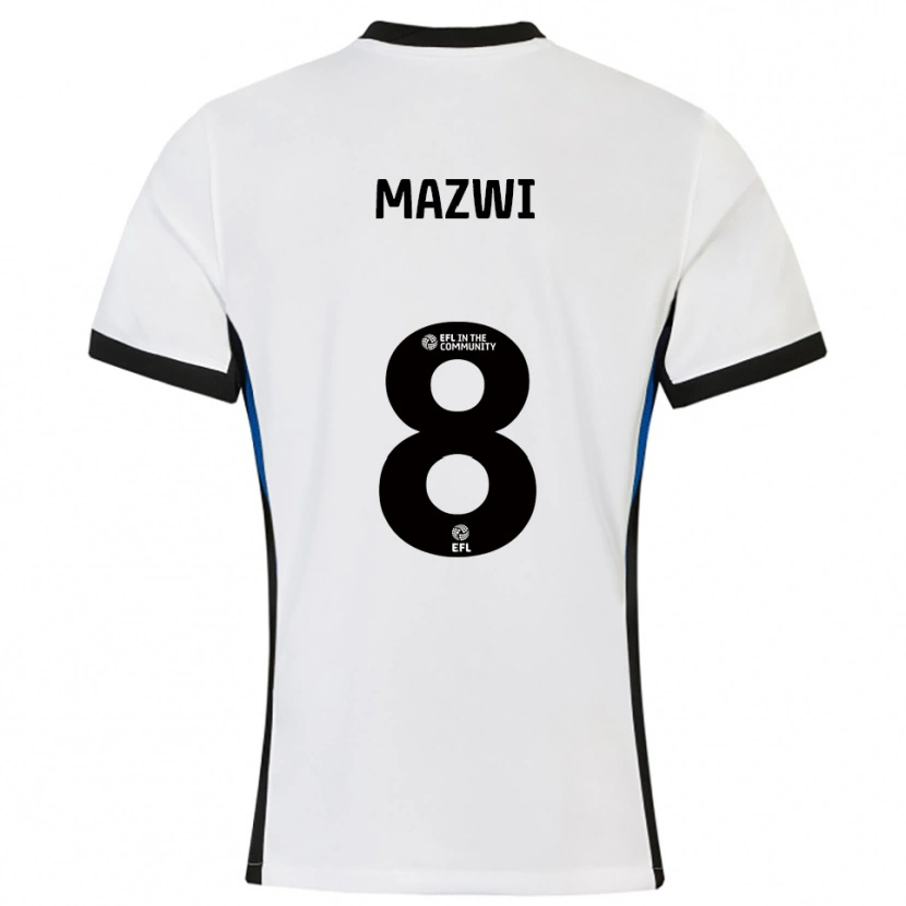 Danxen Niño Camiseta Menzi Mazwi #8 Blanco Azul 2ª Equipación 2025/26 La Camisa México