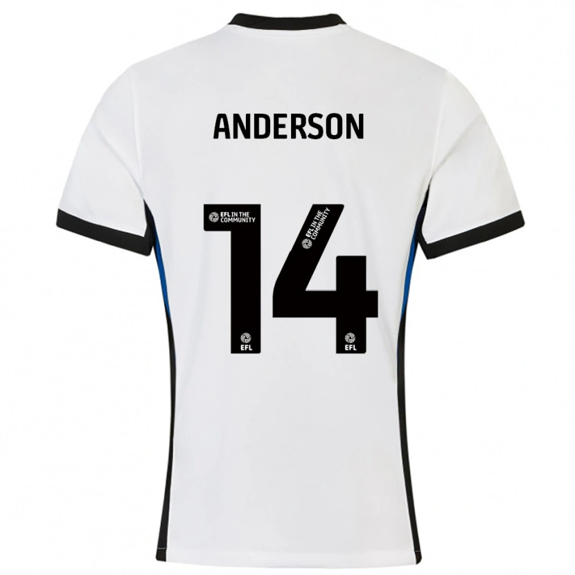 Danxen Niño Camiseta Keshi Anderson #14 Blanco Azul 2ª Equipación 2025/26 La Camisa México