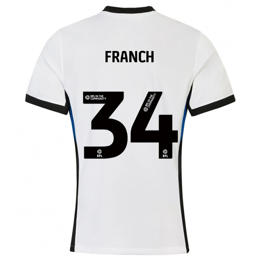 Danxen Niño Camiseta Adrianna Franch #34 Blanco Azul 2ª Equipación 2025/26 La Camisa México
