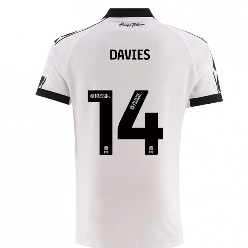 Danxen Niño Camiseta Max Davies #14 Blanco Negro 2ª Equipación 2025/26 La Camisa México