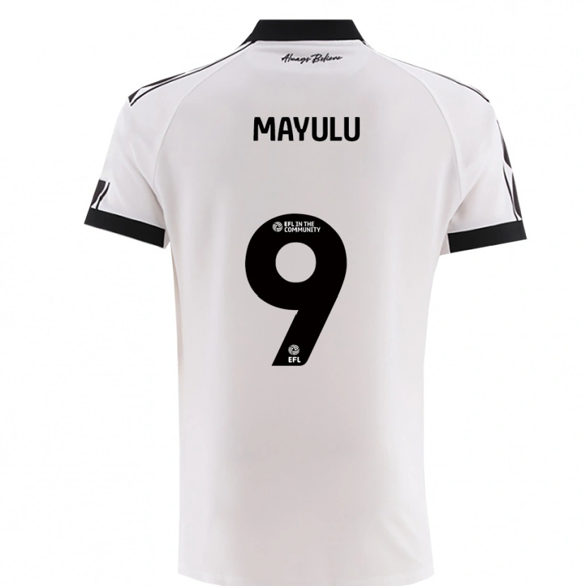Danxen Niño Camiseta Fally Mayulu #9 Blanco Negro 2ª Equipación 2025/26 La Camisa México