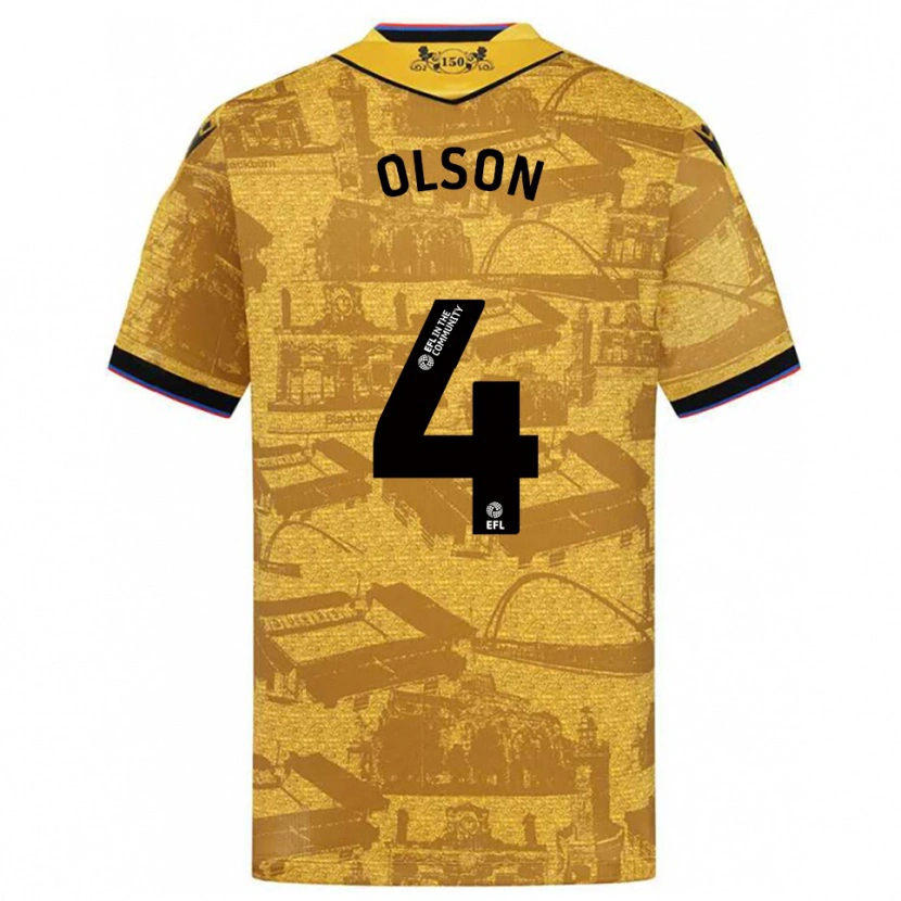 Danxen Niño Camiseta Charlie Olson #4 Oro Negro 2ª Equipación 2025/26 La Camisa México