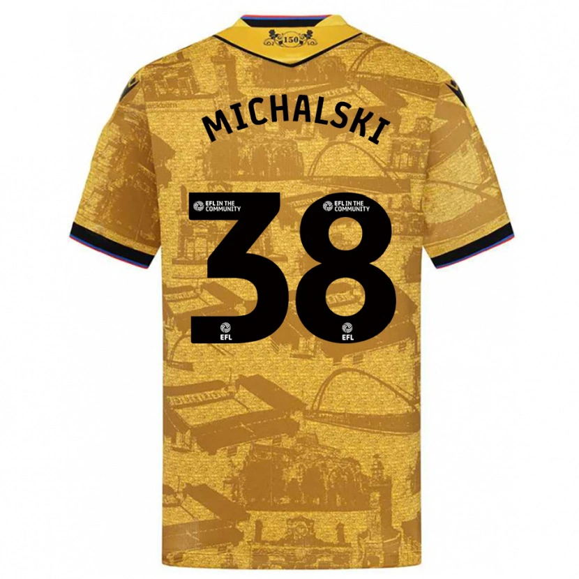 Danxen Niño Camiseta Nicholas Michalski #38 Oro Negro 2ª Equipación 2025/26 La Camisa México