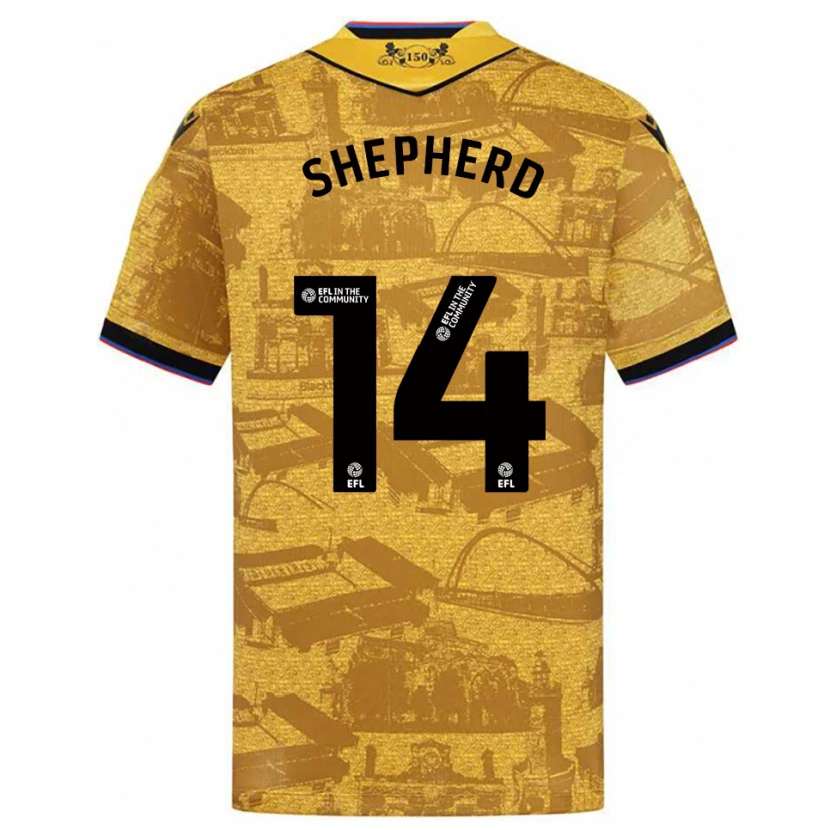 Danxen Niño Camiseta Lucy Shepherd #14 Oro Negro 2ª Equipación 2025/26 La Camisa México