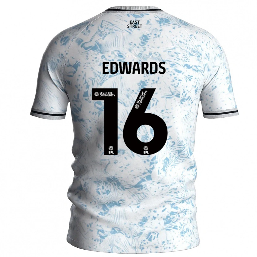 Danxen Niño Camiseta Josh Edwards #16 Blanco Azul Celeste 2ª Equipación 2025/26 La Camisa México