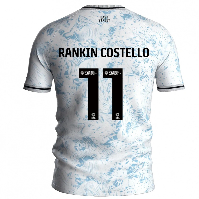 Danxen Niño Camiseta Joe Rankin-Costello #11 Blanco Azul Celeste 2ª Equipación 2025/26 La Camisa México
