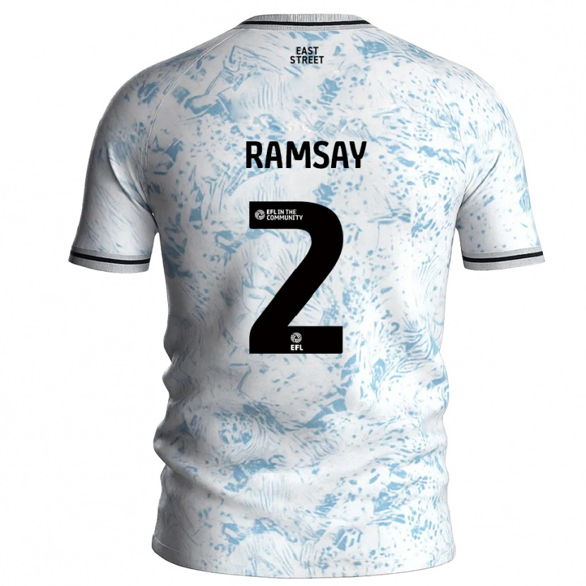 Danxen Niño Camiseta Kayne Ramsay #2 Blanco Azul Celeste 2ª Equipación 2025/26 La Camisa México