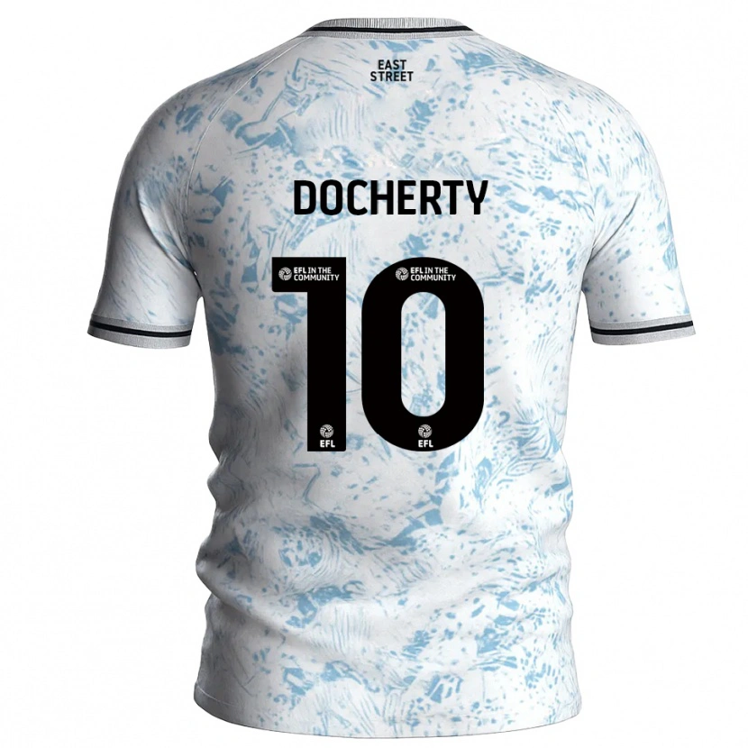 Danxen Niño Camiseta Greg Docherty #10 Blanco Azul Celeste 2ª Equipación 2025/26 La Camisa México